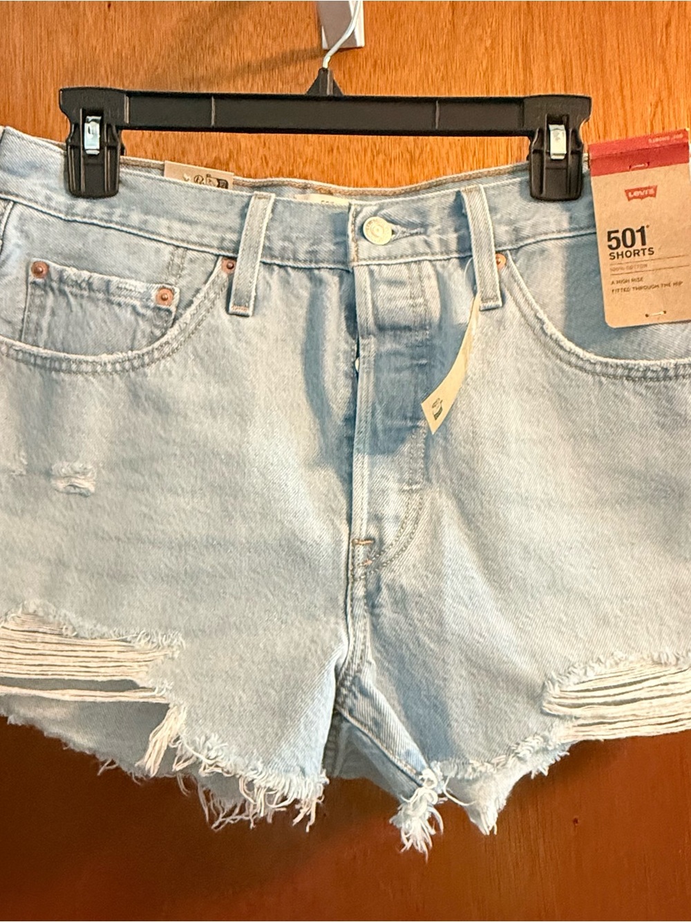 Levi's Light Blue Cutoff Distressed 501 Women's Denim Shorts